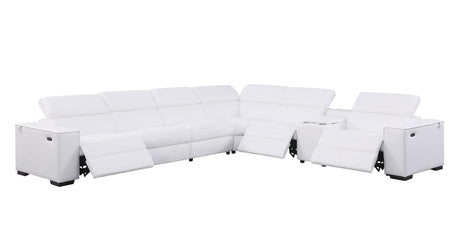 Picasso White 7-Piece 3 Power Reclining Sectional by New Era Innovations at Eve Furniture