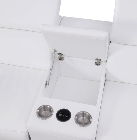 Picasso White 7-Piece 3 Power Reclining Sectional by New Era Innovations at Eve Furniture