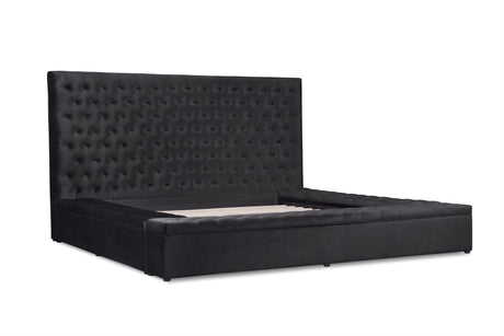 Prague Black Velvet King Upholstered Storage Platform Bed by Homelegance at Eve Furniture