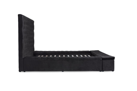 Prague Black Velvet King Upholstered Storage Platform Bed by Homelegance at Eve Furniture