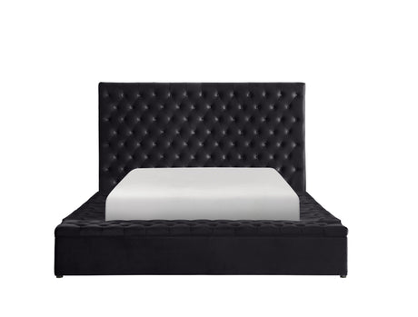 Prague Black Velvet King Upholstered Storage Platform Bed by Homelegance at Eve Furniture