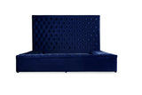 Prague Blue Velvet King Upholstered Storage Platform Bed by Homelegance at Eve Furniture
