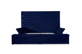 Prague Blue Velvet King Upholstered Storage Platform Bed by Homelegance at Eve Furniture