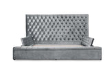 Prague Gray Velvet King Upholstered Storage Platform Bed by Homelegance at Eve Furniture