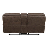 Proctor Brown Microfiber Double Reclining Loveseat with Center Console by Homelegance at Eve Furniture