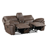 Proctor Brown Microfiber Double Reclining Loveseat with Center Console by Homelegance at Eve Furniture