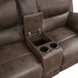 Proctor Brown Microfiber Double Reclining Loveseat with Center Console by Homelegance at Eve Furniture