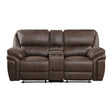 Proctor Brown Microfiber Double Reclining Loveseat with Center Console by Homelegance at Eve Furniture
