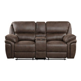 Proctor Brown Microfiber Double Reclining Loveseat with Center Console by Homelegance at Eve Furniture