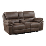 Proctor Brown Microfiber Power Double Reclining Loveseat with Center Console by Homelegance at Eve Furniture