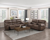 Proctor Brown Microfiber Power Double Reclining Loveseat with Center Console by Homelegance at Eve Furniture