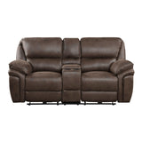 Proctor Brown Microfiber Power Double Reclining Loveseat with Center Console by Homelegance at Eve Furniture