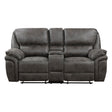 Proctor Gray Microfiber Double Reclining Loveseat with Center Console by Homelegance at Eve Furniture
