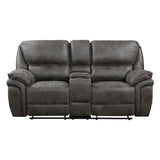 Proctor Gray Microfiber Double Reclining Loveseat with Center Console by Homelegance at Eve Furniture
