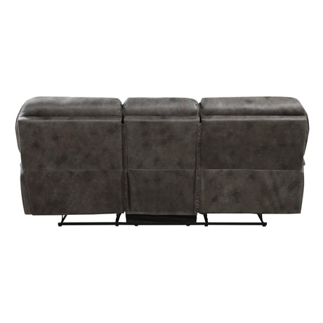 Proctor Gray Microfiber Double Reclining Sofa by Homelegance at Eve Furniture