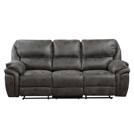 Proctor Gray Microfiber Double Reclining Sofa by Homelegance at Eve Furniture