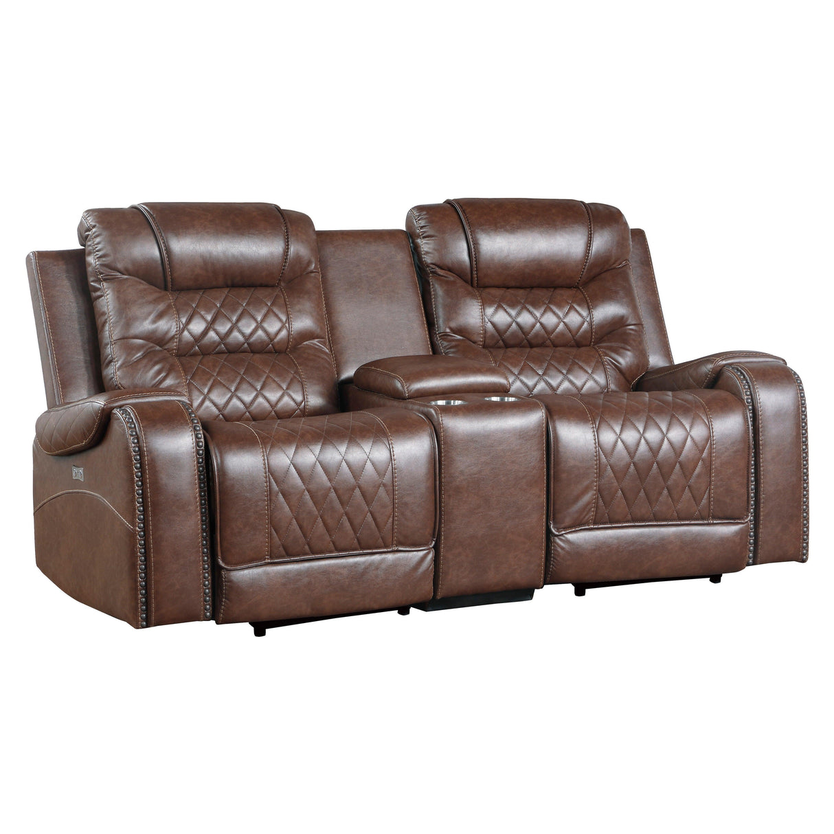 Putnam Brown Power Double Reclining Loveseat by Homelegance at Eve Furniture