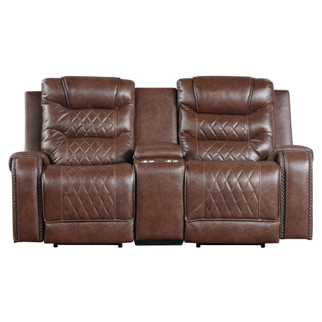 Putnam Brown Power Double Reclining Loveseat by Homelegance at Eve Furniture