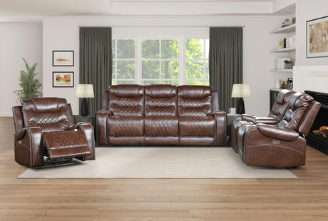 Putnam Brown Power Double Reclining Sofa by Homelegance at Eve Furniture