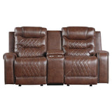 Putnam Brown Reclining Loveseat With Console by Homelegance at Eve Furniture