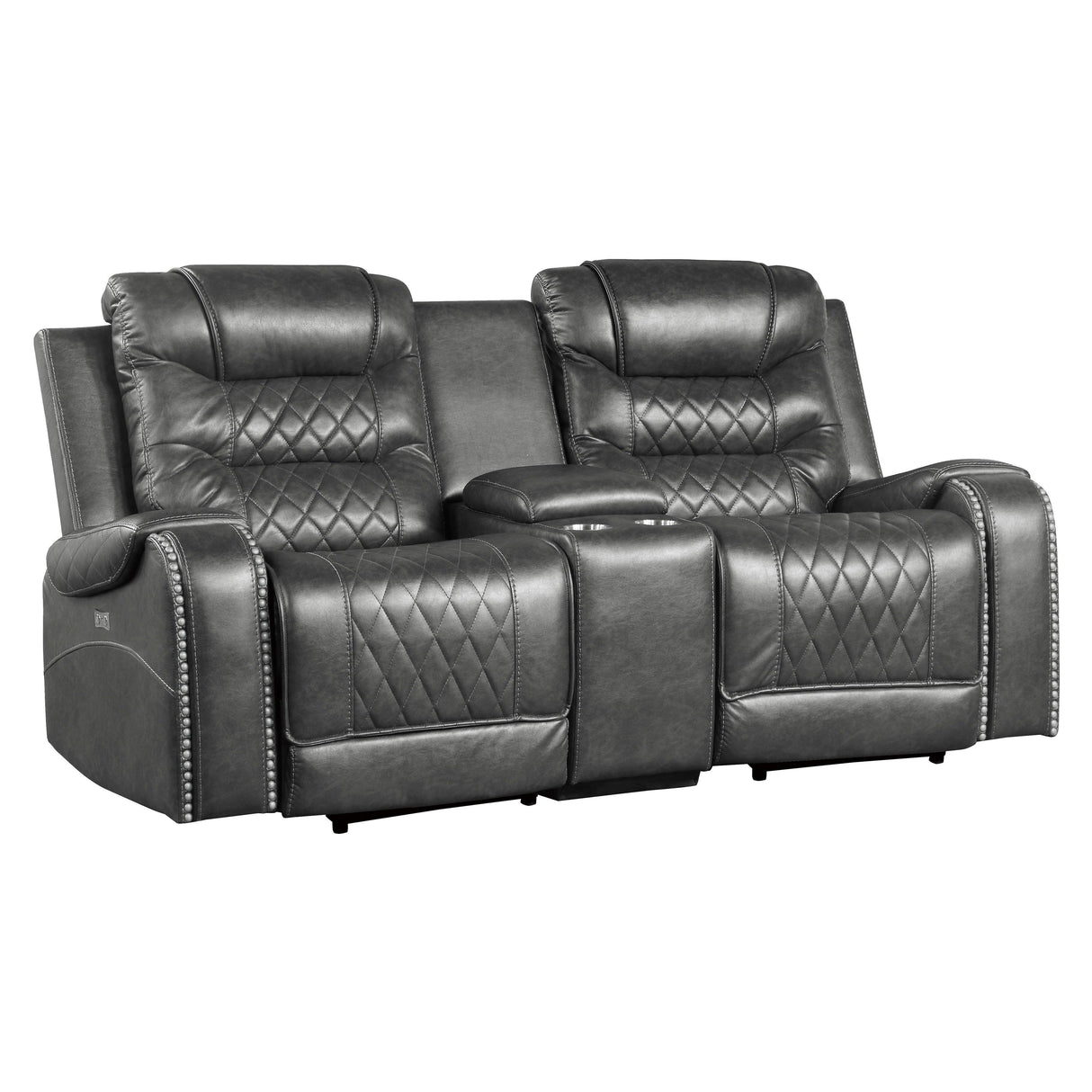 Putnam Gray Power Double Reclining Loveseat by Homelegance at Eve Furniture