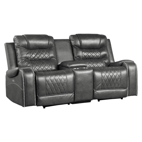 Putnam Gray Power Double Reclining Loveseat by Homelegance at Eve Furniture