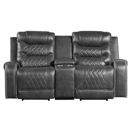 Putnam Gray Power Double Reclining Loveseat by Homelegance at Eve Furniture
