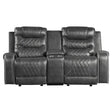 Putnam Gray Reclining Loveseat With Console by Homelegance at Eve Furniture