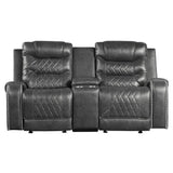 Putnam Gray Reclining Loveseat With Console by Homelegance at Eve Furniture