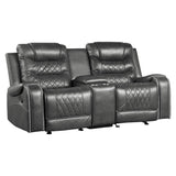 Putnam Gray Reclining Loveseat With Console by Homelegance at Eve Furniture