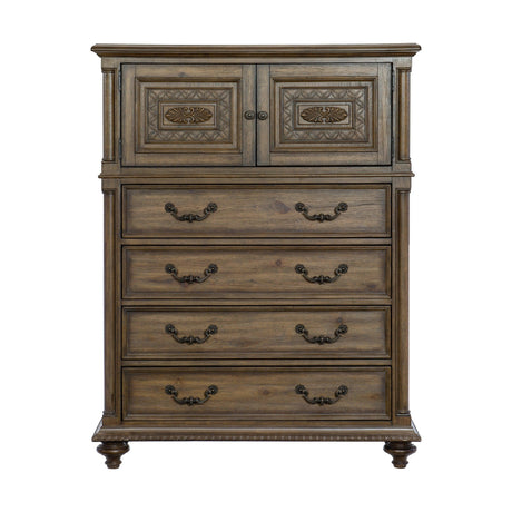 Rachelle Weathered Pecan Chest by Homelegance at Eve Furniture