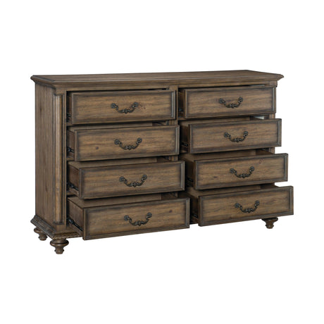 Rachelle Weathered Pecan Dresser by Homelegance at Eve Furniture