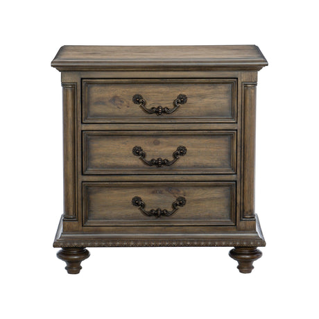 Rachelle Weathered Pecan Nightstand by Homelegance at Eve Furniture