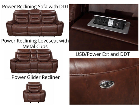 Rosewood Brown Power Reclining Living Room Set by New Era Innovations at Eve Furniture