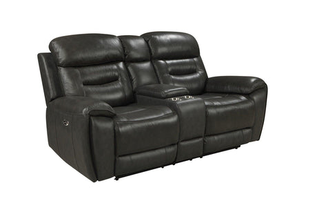 Rosewood Grey Leather Power Reclining Living Room Set by New Era Innovations at Eve Furniture