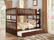 Rowe Dark Cherry Full/Full Bunk Bed with Twin Trundle by Homelegance at Eve Furniture