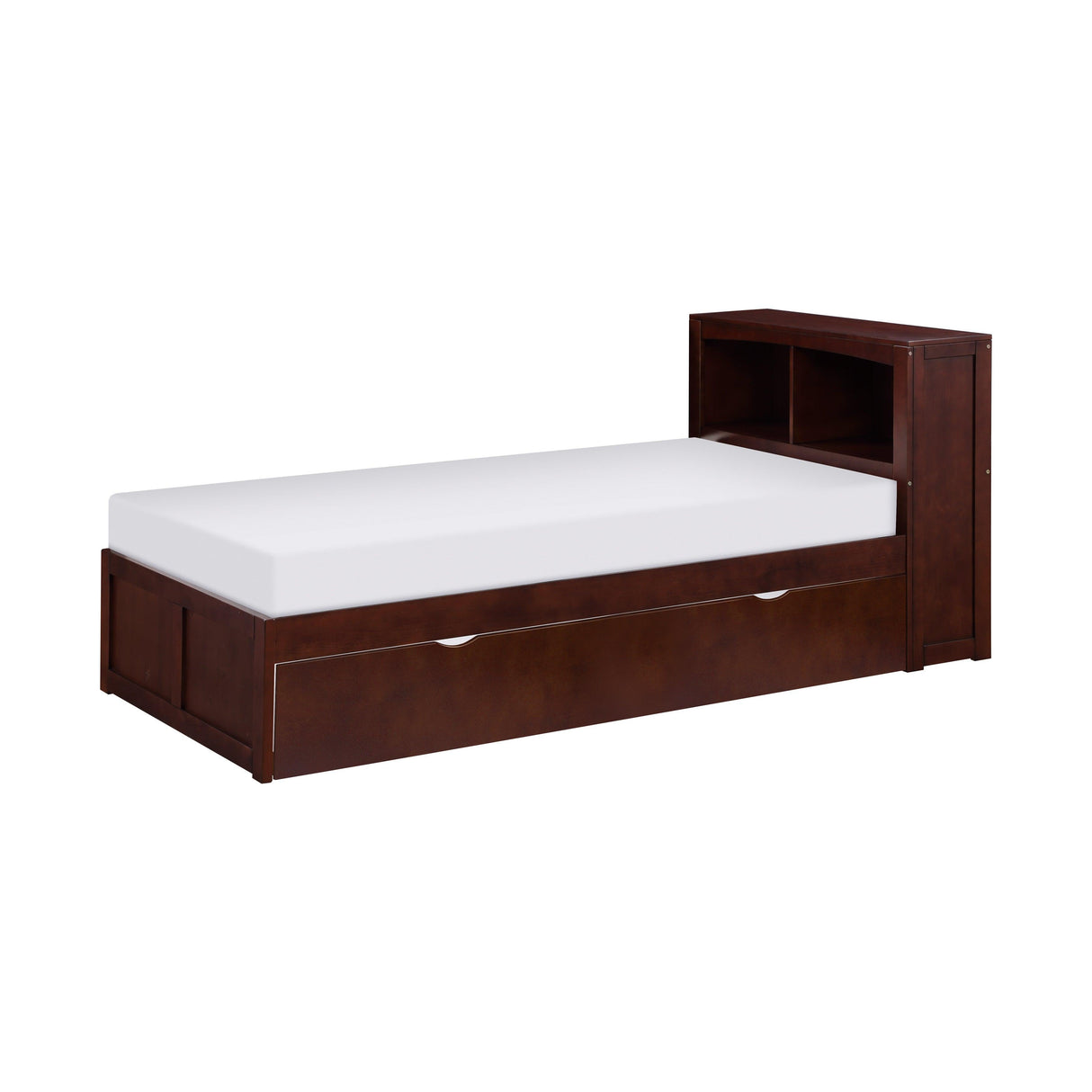 Rowe Dark Cherry Twin Bookcase Bed with Twin Trundle by Homelegance at Eve Furniture