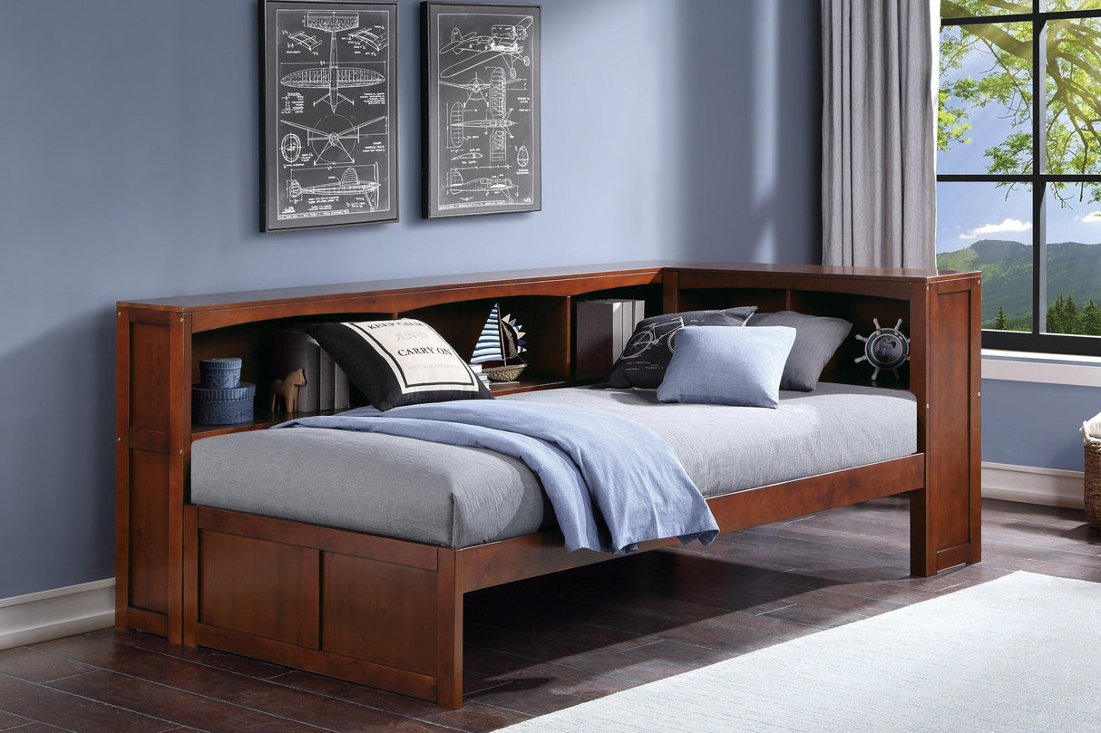 Rowe Dark Cherry Twin Bookcase Corner Bed by Homelegance at Eve Furniture
