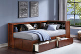 Rowe Dark Cherry Twin Bookcase Corner Bed with Storage Boxes by Homelegance at Eve Furniture