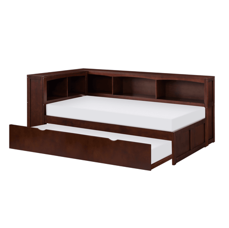 Rowe Dark Cherry Twin Bookcase Corner Bed with Twin Trundle by Homelegance at Eve Furniture