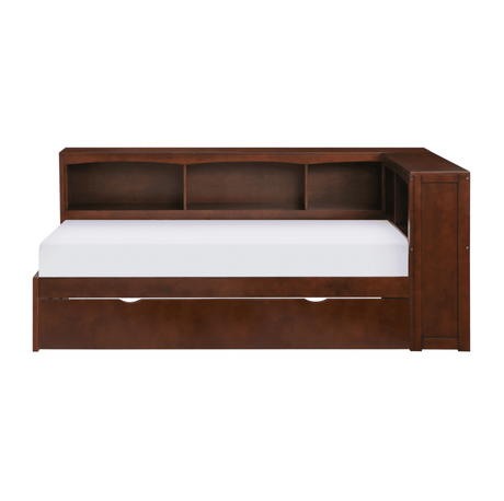Rowe Dark Cherry Twin Bookcase Corner Bed with Twin Trundle by Homelegance at Eve Furniture