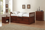 Rowe Dark Cherry Twin Captains Trundle Bed by Homelegance at Eve Furniture