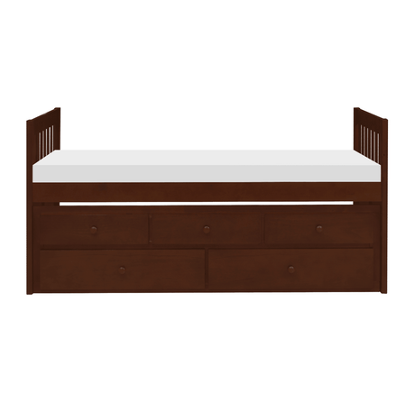 Rowe Dark Cherry Twin Captains Trundle Bed by Homelegance at Eve Furniture