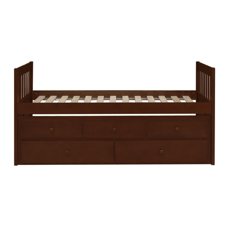 Rowe Dark Cherry Twin Captains Trundle Bed by Homelegance at Eve Furniture