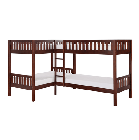 Rowe Dark Cherry Twin Corner Bunk Bed by Homelegance at Eve Furniture