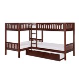 Rowe Dark Cherry Twin Corner Bunk Bed with Twin Trundle by Homelegance at Eve Furniture