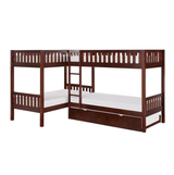 Rowe Dark Cherry Twin Corner Bunk Bed with Twin Trundle by Homelegance at Eve Furniture