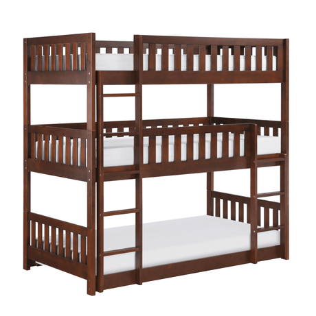 Rowe Dark Cherry Twin Triple Bunk Bed by Homelegance at Eve Furniture