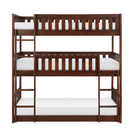 Rowe Dark Cherry Twin Triple Bunk Bed by Homelegance at Eve Furniture