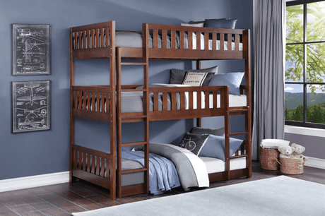 Rowe Dark Cherry Twin Triple Bunk Bed by Homelegance at Eve Furniture